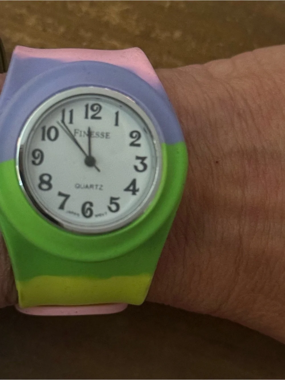 Finesse multicolor silicone slap band analog watch